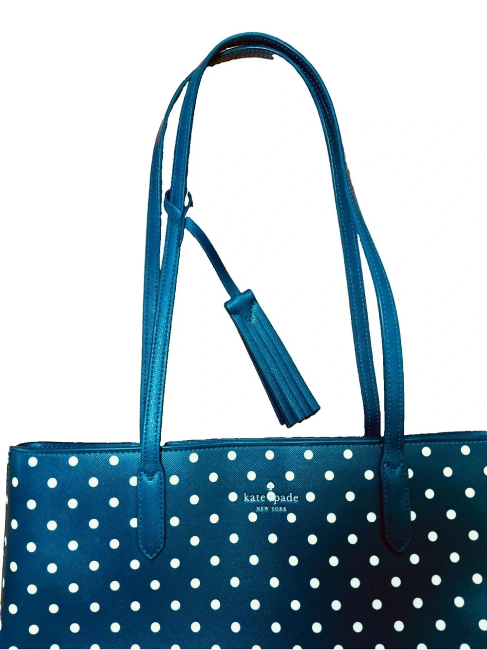 Kate Spade Jana Large Navy Dark Blue Tote White Polka Dot KE483 $359 Retail
